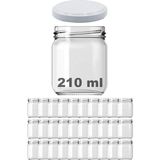 210 ml Metal Beyaz Kapaklı Şeffaf Cam Kavanoz 30 Adet
