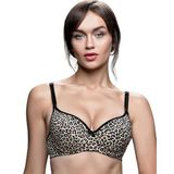 210 - Telli Süngerli Düz Sütyen - Leopar, 85 B, Desteksiz