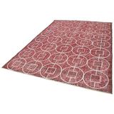 210x322 cm Geometrik Halı Kırmızı Geometrik Yün El Dokuma Modern Geometrik Etnik Eskitme Desenli Boho Oturma Odası Salon Yolluk Koridor Mutfak Halısı