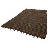210x341 cm Çizgili Kilim Kahverengi Çizgili Yün El Dokuma Modern Geometrik Etnik Eskitme Desenli Boho Oturma Odası Salon Yolluk Koridor Mutfak Halısı