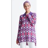 21184 Polo Yaka Desenli Rayon Kazak - Mor - 01