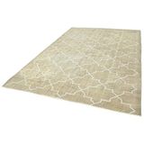 211x309 cm Geometrik Halı Krem Geometrik Yün El Dokuma Modern Geometrik Etnik Eskitme Desenli Boho Oturma Odası Salon Yolluk Koridor Mutfak Halısı