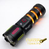 212 Farissu Alaska 30W Zoomlu LED El Feneri | 3000 Lümen | 1 Km Menzil | Şarjlı | Güçlü Aydınlatma - 1 adet - Siyah