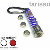 212 Farissu Çok Fonksiyonlu Lazer Pointer ve LED El Feneri Anahtarlık - Renkli