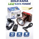212 Farissu GK3112 LED Kafa Feneri 10W Type-C Şarjlı 2000 Lümen 3 Modlu 800 Metre Güçlü Aydınlatma - 1 adet - Kahverengi