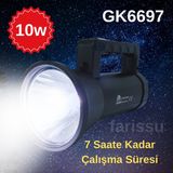 212 Farissu Gold Kama GK6697 Uzun Menzilli LED Şarj Edilebilir Projektör El Feneri 10W - 10 W