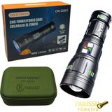212 Farissu OR-G601 200W Lazer LED El Feneri + Yedek Pil Seti - Powerbank Özellikli Profesyonel Avcı Paketi - 1 adet - Siyah