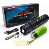 212 Farissu Zoomlu Şarjlı LED El Feneri 30W 3000 Lümen | 1–1,5 Km Menzil | Acil Durum Çekici | 3 Mod | 330 gr - 1 adet - Siyah
