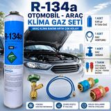 212 Isıtma ve Soğutma R134A Otomobil Klima Gaz Basma Seti 0,650 gr Araç Gazı+ Hortum + Vana + Jak