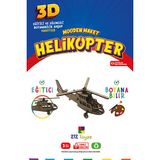 212 Toyzz 212TOYZZ 3D Boyanabilir Ahşap Helikopter Maketi - Çocuklar Için Eğitici Oyuncak - Naturel Ahşap