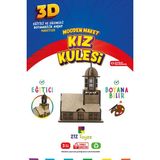 212 Toyzz 212TOYZZ 3D Boyanabilir Ahşap Kız Kulesi Maketi - Çocuklar Için Eğitici Oyuncak - Naturel Ahşap