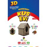 212 Toyzz 212TOYZZ 3D Boyanabilir Ahşap Kuş Evi - Çocuklar Için Eğitici ve Doğa Dostu Oyuncak - Naturel Ahşap
