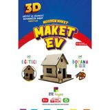 212 Toyzz 212TOYZZ 3D Boyanabilir Ahşap Maket Ev - Çocuklar Için Eğitici Oyuncak - Naturel Ahşap