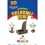 212 Toyzz 212TOYZZ 3D Boyanabilir Ahşap Yelkenli Gemi Maketi - Çocuklar Için Eğitici Oyuncak - Ahşap Desenli