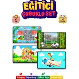 212 Toyzz Eğitici Öğretici Geliştirici Çok Renkli 10 Parça Ahşap Çubuklu Yap Boz 4lü Puzzle Mega Set