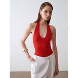 21231 Halter Yaka Bodysuit-Kırmızı 40