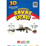 212TOYZZ 3D Boyanabilir Ahşap Savaş Uçağı Maketi - Çocuklar Için Eğitici Oyuncak - Naturel Ahşap