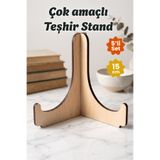 212toyzz 5'Li Akça Ahşap Çerçeve Tabak Kitap Fotoğraf Çerçevesi Standı Sergi Seti 15 cm