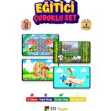 212Toyzz Eğitici Öğretici Geliştirici Çok Renkli 10 Parça Ahşap Çubuklu Yap Boz 4 Lü Puzzle Mega Set