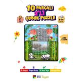 212Toyzz Eğitici Öğretici Sevimli Fil+Sevimli Panda Dikey 10 Parçalı Ahşap Çubuk Yap Boz Puzzle 2Li Set