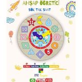 212Toyzz Eğitici Saat Ahşap Puzzle Geomterik Şekiller Bultak Öğretici Çocuk Saati