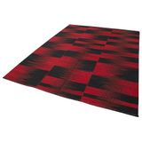 212x280 cm Degrade Kilim Kırmızı Çizgili Yün El Dokuma Modern Geometrik Etnik Eskitme Desenli Boho Oturma Odası Salon Yolluk Koridor Mutfak Halısı