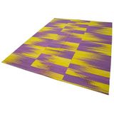 213x279 cm Degrade Kilim Mor Çizgili Yün El Dokuma Modern Geometrik Etnik Eskitme Desenli Boho Oturma Odası Salon Yolluk Koridor Mutfak Halısı
