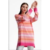 21463 Çizgi Geçişli Rayon Geçişli Kazak - Fuşya - 02