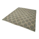 214x284 cm Kareli Kilim Bej Kareli Yün El Dokuma Modern Geometrik Etnik Eskitme Desenli Boho Oturma Odası Salon Yolluk Koridor Mutfak Halısı