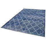 214x314 cm Geometrik Halı Mavi Geometrik Yün El Dokuma Modern Geometrik Etnik Eskitme Desenli Boho Oturma Odası Salon Yolluk Koridor Mutfak Halısı