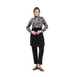 2156_Desenli Tam Kapalı 3'lü Tesettür Mayo, 00100 Siyah, 36