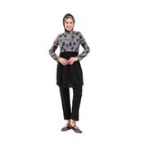 2156_Desenli Tam Kapalı 3'lü Tesettür Mayo, 00100 Siyah, 38
