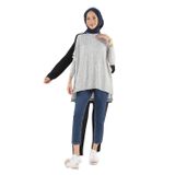 2165_Desenli Yırtmaçlı Oversize Tesettür Tunik