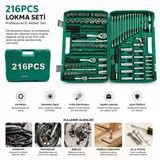 216Pcs Lokma Seti Lokma - Soket - Bits Adaptör - 3Ad.cırcır Kolu Plastik Çantalı (5250)