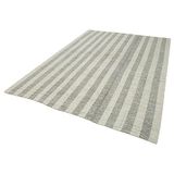 217x293 cm Çizgili Kilim Bej Çizgili Yün El Dokuma Modern Geometrik Etnik Eskitme Desenli Boho Oturma Odası Salon Yolluk Koridor Mutfak Halısı