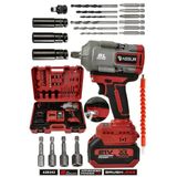 21V 1100 Nm Torklu Çift Akülü 10 Pilli 1/2 Kırmızı Şarjlı Somun Sıkma Sökme Makinesi