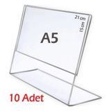 21x15 cm A5 L-Tipi Yatay Şeffaf Föylük Menü Fiyatlık Broşürlük Etiketlik (10 Adet)