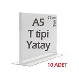 21x15 cm A5 T-Tipi Yatay Şeffaf Föylük Menü Broşürlük Etiketlik (10 Adet)