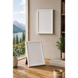21X30 (A4) Plastik Fotoğraf Çerçevesi Şeffaf Pvc Korumalı Arkalık Ayaklıklı Poster Resim Belge Sertifika Çerçevesi - Beyaz