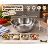 21x7cm Paslanmaz Çelik Mutfak Karıştırma Kasesi-Hamur Salata Çırpma Yoğurma İçin Çok Amaçlı Hazırlık Kabı Çelik Leğen