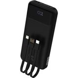 22.5W Hızlı Şarjlı LCD Göstergeli Dahili Kablolu Powerbank - Siyah
