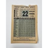 22 Aralık 2006 Takvim Yaprağı - Nostaljik Koleksiyonluk Takvim Yaprağı