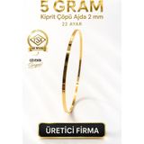 22 Ayar Tse Belgeli 5 Gram 2 Mm Kibrit Çöpü Ajda Altın Bilezik İşçiliksiz