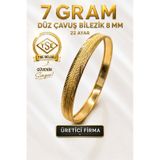 22 Ayar Tse Belgeli 7 Gram Düz Çavuş Ajda Bilezik 8 Mm Gold Altın İşçiliksiz Düğün Nişan