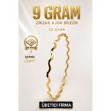 22 Ayar Tse Belgeli 9 Gram Zikzak Ajda Altın İşçiliksiz Bilezik Gold Nişan Düğün