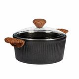 22 cm Febern Premium Bio Granit Alüminyum Döküm Nisch Tencere (Siyah)