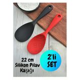22 Cm Sert Uçlu Yüksek Isıya Dayanıklı Servis Kaşığı 2 Adet Kırmızı Siyah