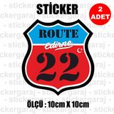 22 Edırne 2 Adet Plaka Sticker - İl Sehir Rota Etiket - Kask Motosiklet Otomobil Araba Pc Laptop Bilgisayar Cam Uyumlu