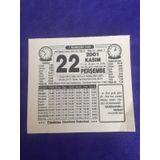 22 Kasim 2001 Takvim Yapragi - Nostalji Koleksiyonluk Takvim Yapragi B