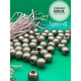 22 mm Ahşap Boncuk (50 gr 13 Adet)Geniş Delik Çapı 8 mm Makrome Çanta Bileklik Takı Renkli - Altın Sarı